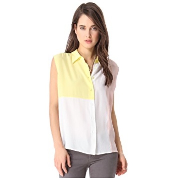 Equipment 100%Silk Diem Clean with Inset Button Down Shirt in Bright White - Picture 2 of 13